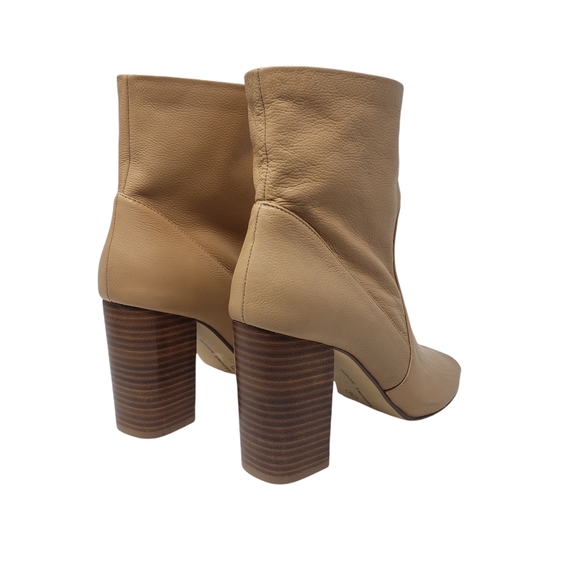 Chinese Laundry Tan Leather Heeled Booties Size 9 Peep Toe Slip On *NEW* - Picture 7 of 10